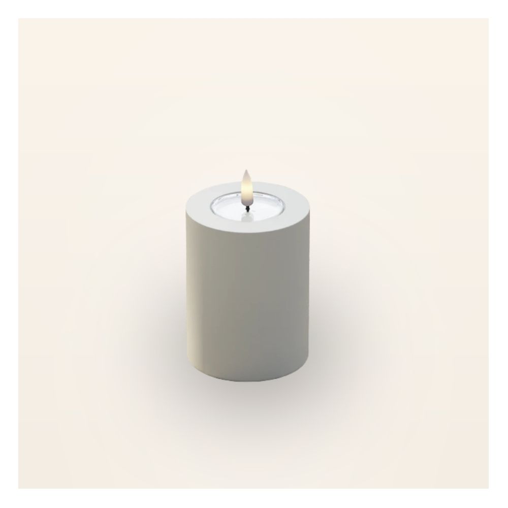 LED Stumpenkerze 7,5x10 - Greige