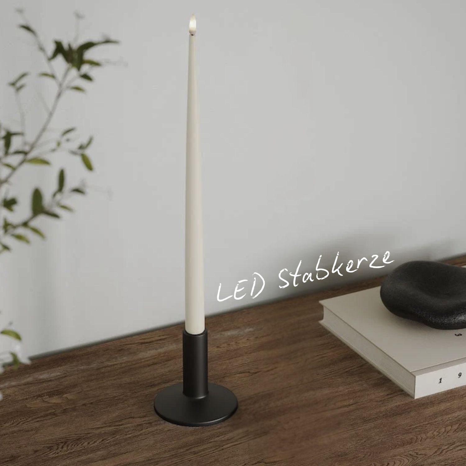 LED Stabkerze lang - Shiny Ivory