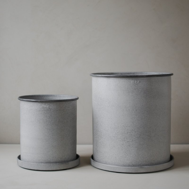 Outdoor Topf mit Teller - hoch klein - Greige