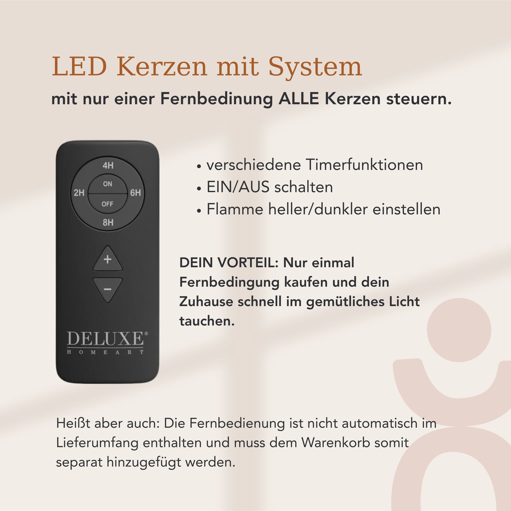 LED Stumpenkerze 7,5x20 - Greige