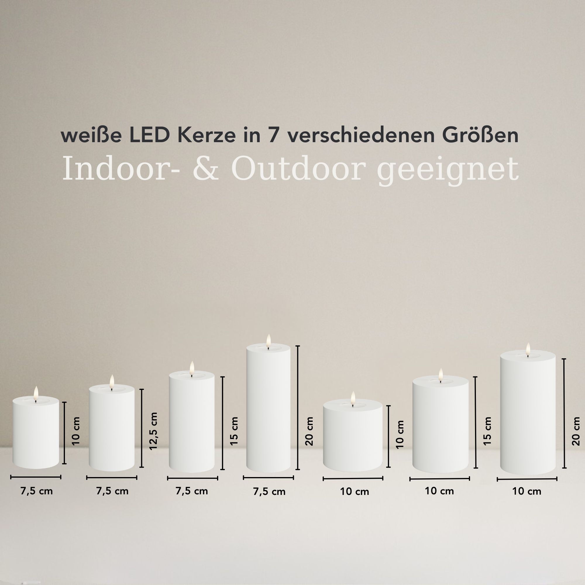 LED Stumpenkerze 7,5x20 - Weiß