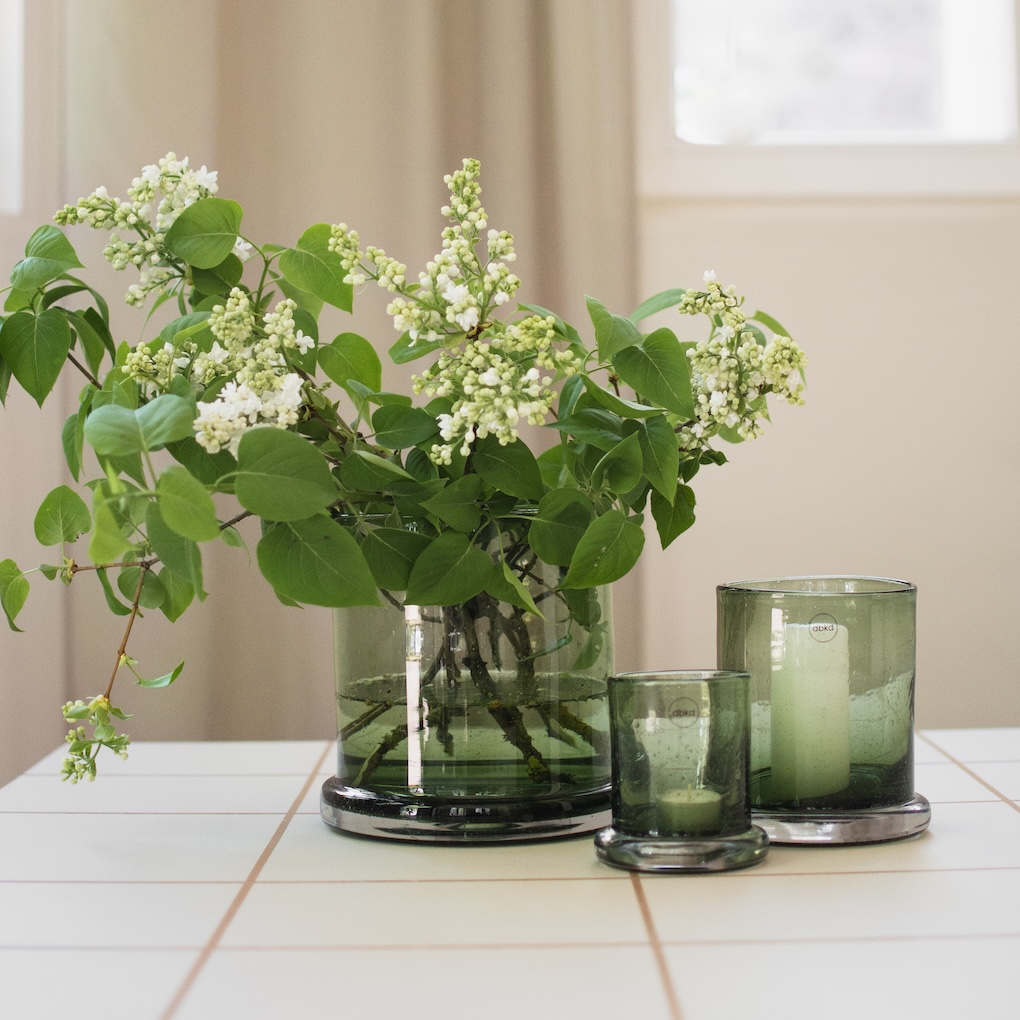 Windlicht Bubble mittel - grünes Glas