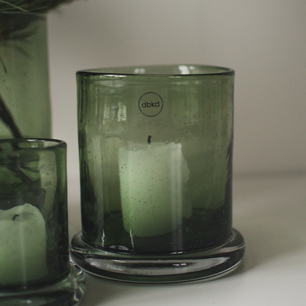Windlicht Bubble mittel - grünes Glas