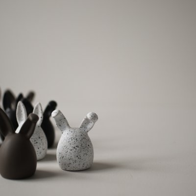 3er Set Osterhasen - weiß dot