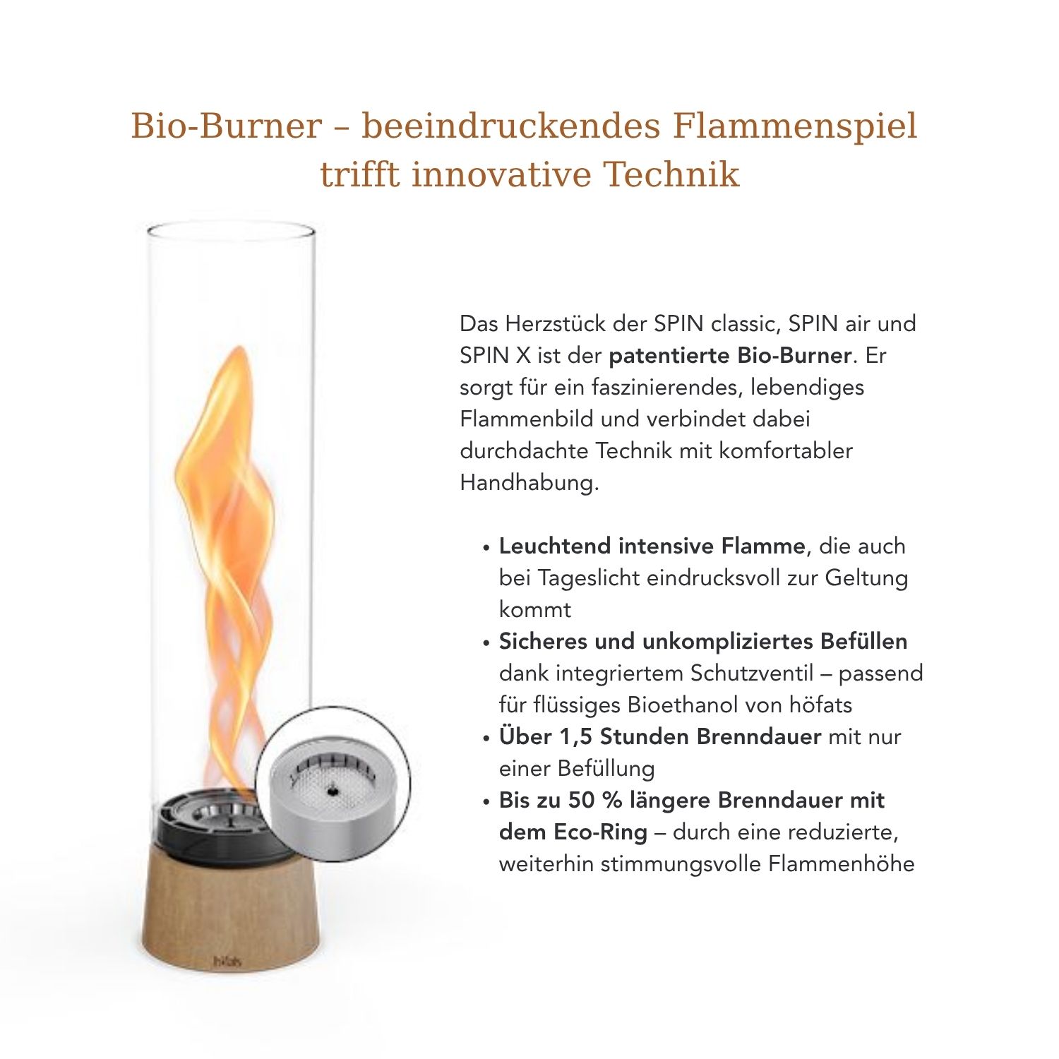 Tischfeuer SPINair 900 - Eiche