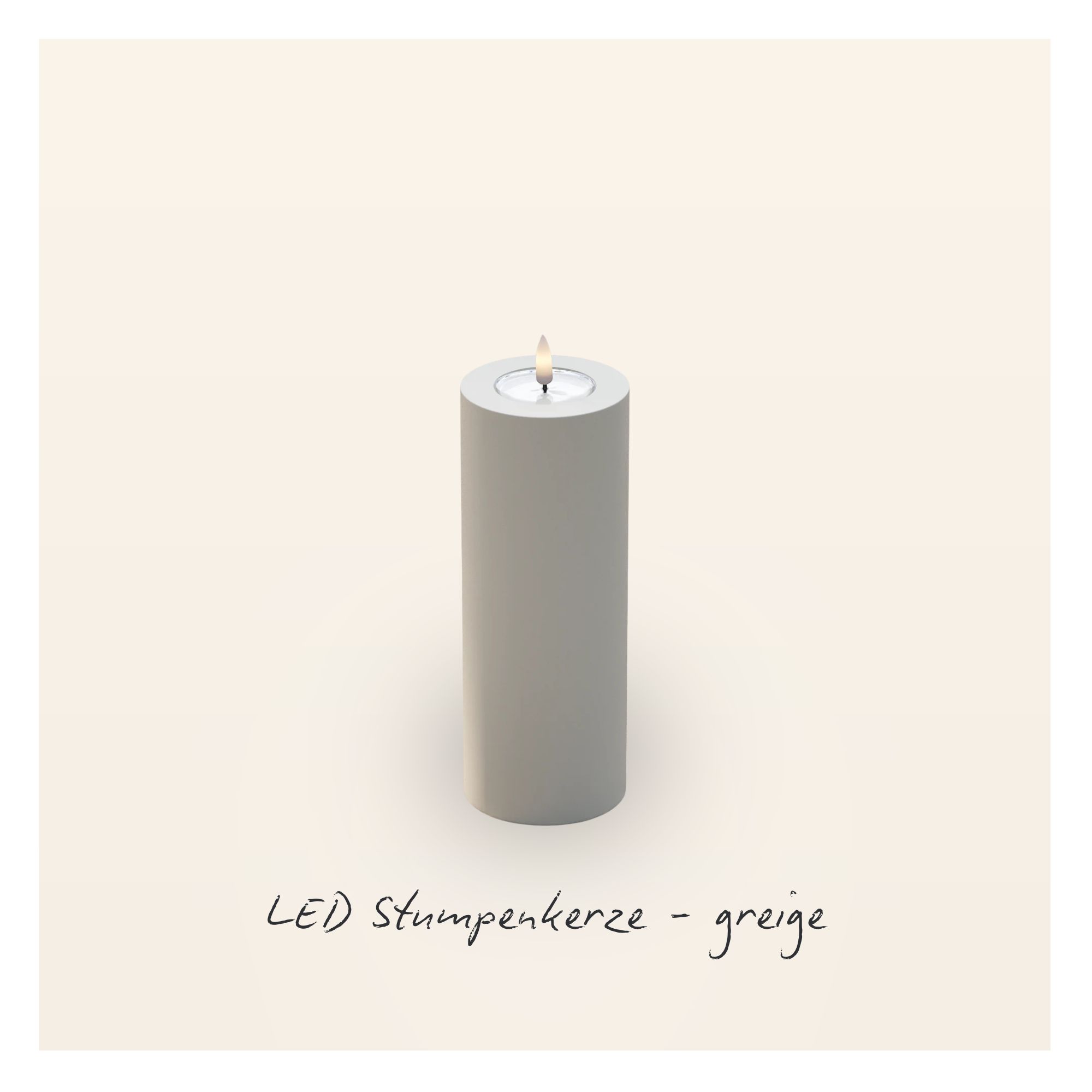 LED Stumpenkerze 7,5x20 - Greige