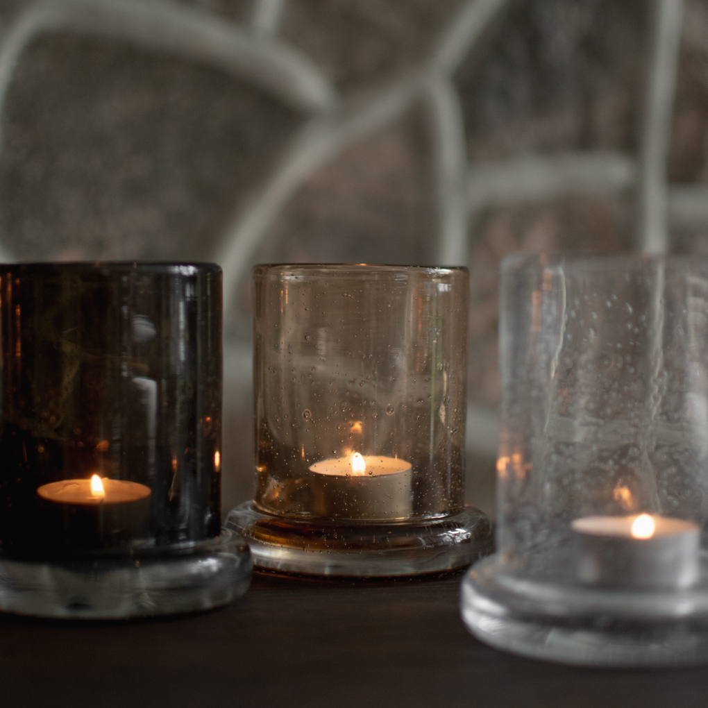 Windlicht Bubble klein - karamell Glas