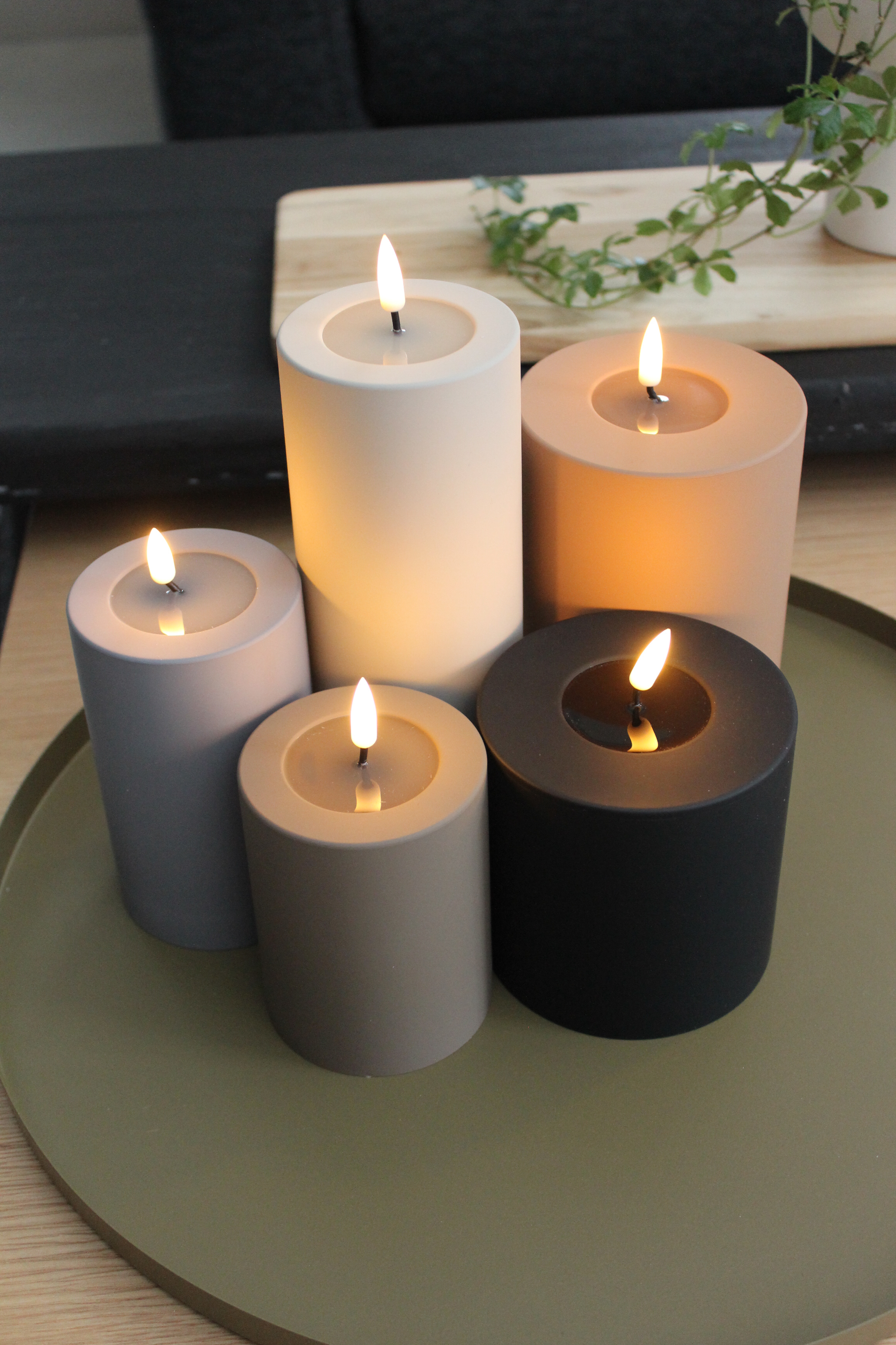 LED Stumpenkerze 10x20 - Taupe