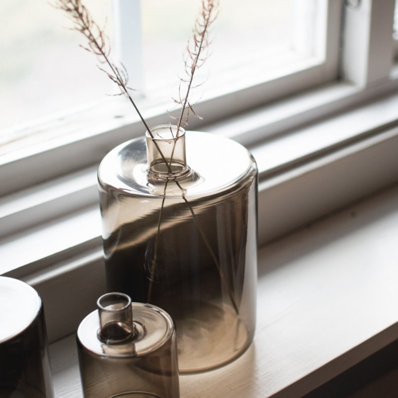 Vase Pipe groß - braunes Glas