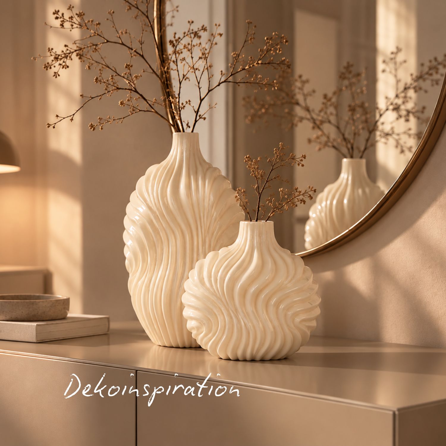 Glasvase Kelline groß - Creme