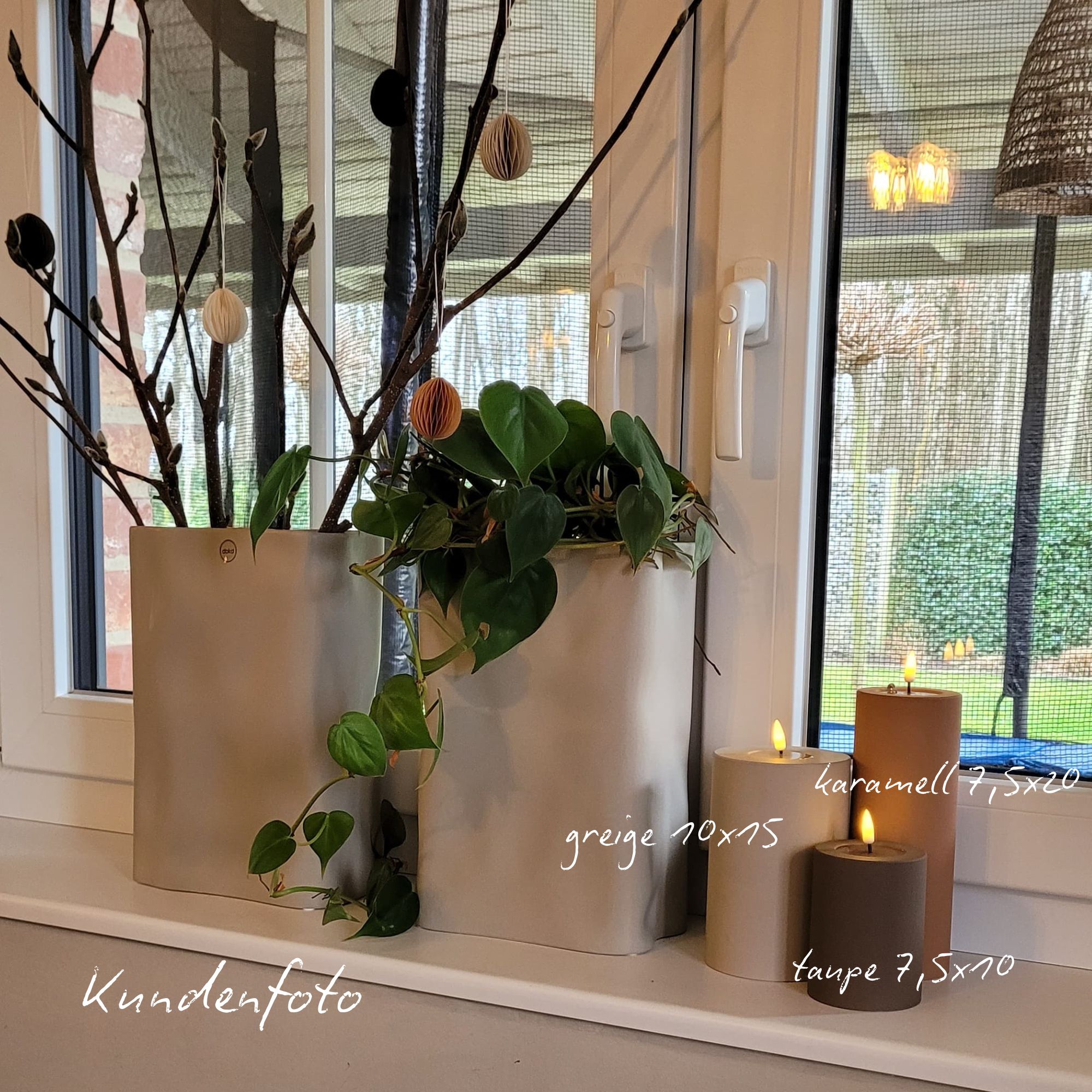 LED Stumpenkerze 7,5x20 - Greige