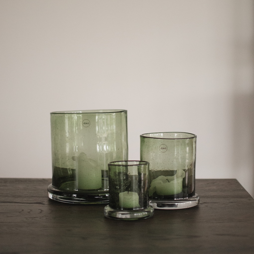 Windlicht Bubble mittel - grünes Glas