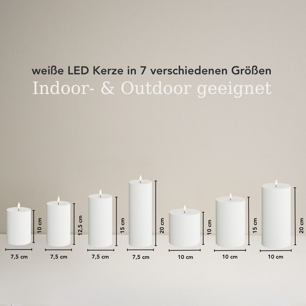 LED Stumpenkerze 7,5x10 - Weiß