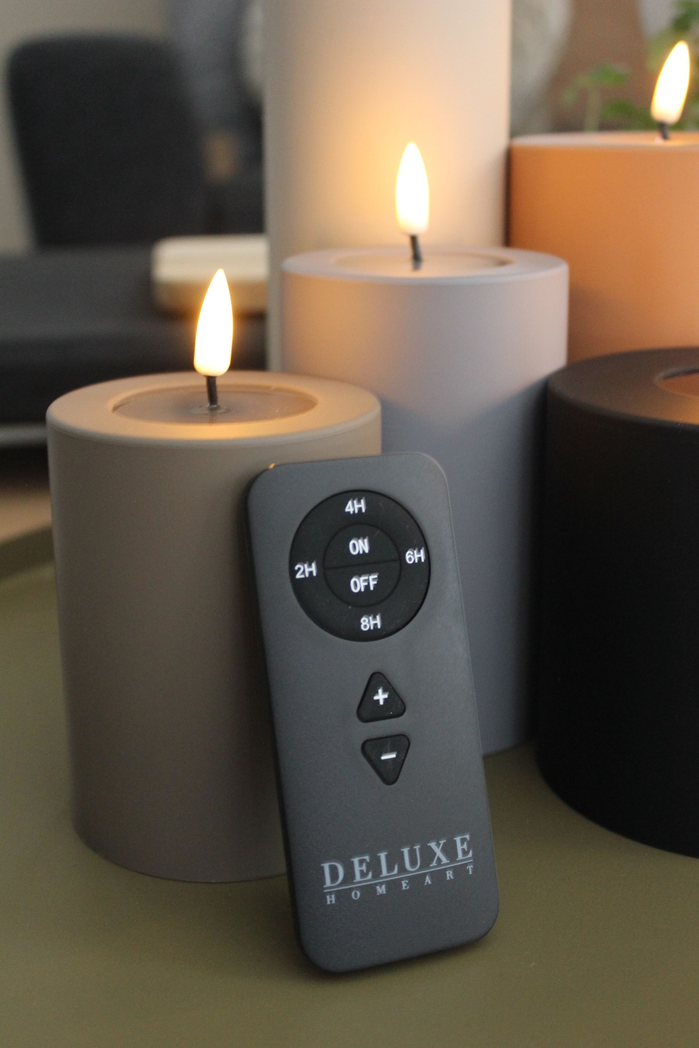 LED Stumpenkerze 7,5x12,5 - Taupe