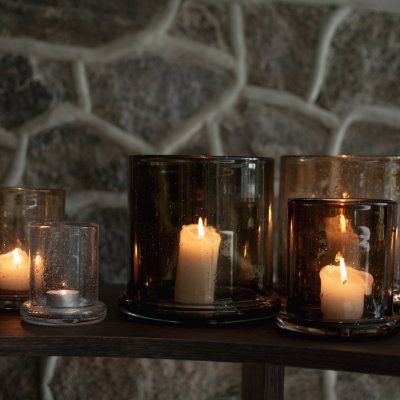 Windlicht Bubble groß - braunes Glas