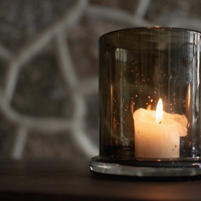 Windlicht Bubble groß - braunes Glas