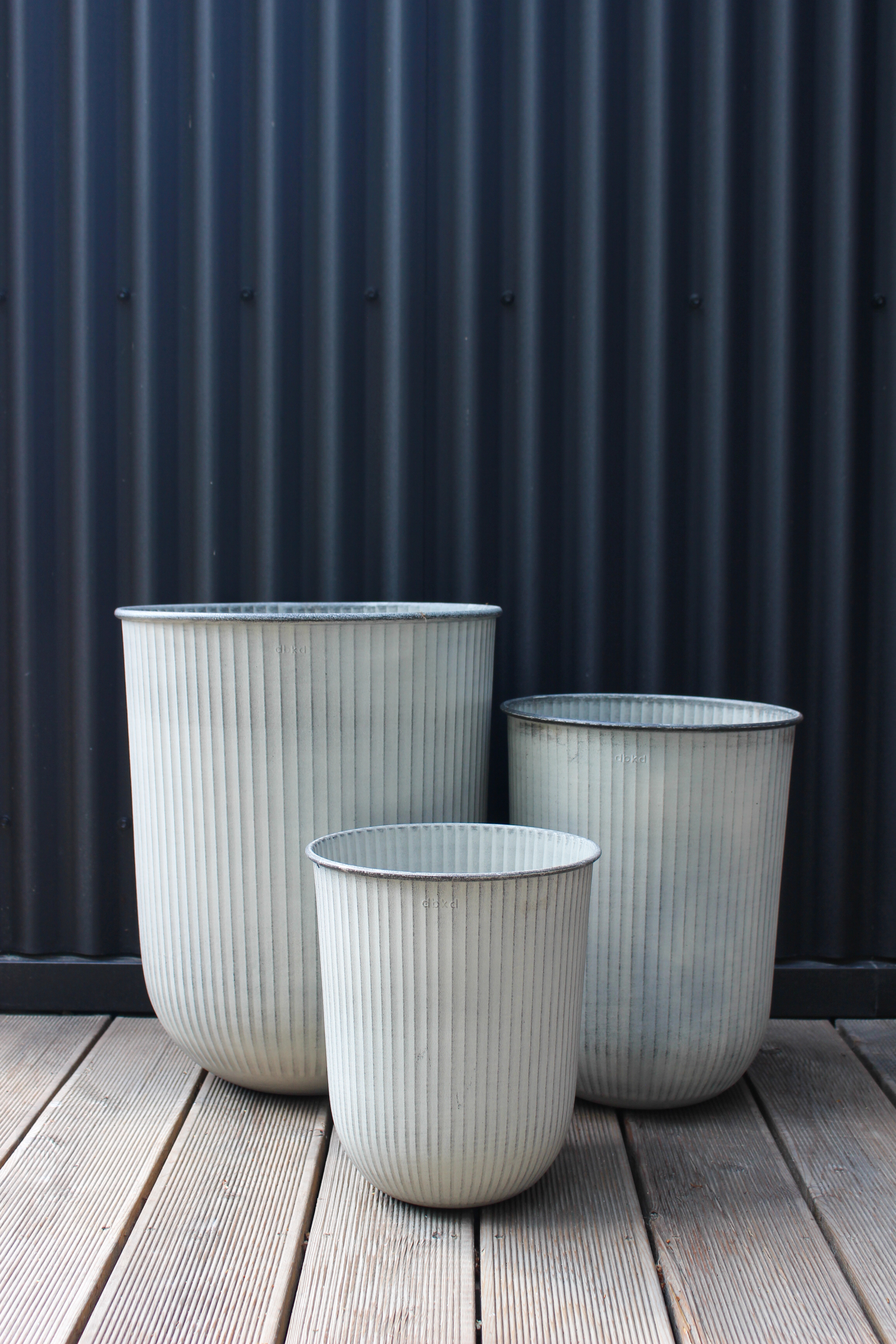 Outdoor Topf geriffelt klein - Greige