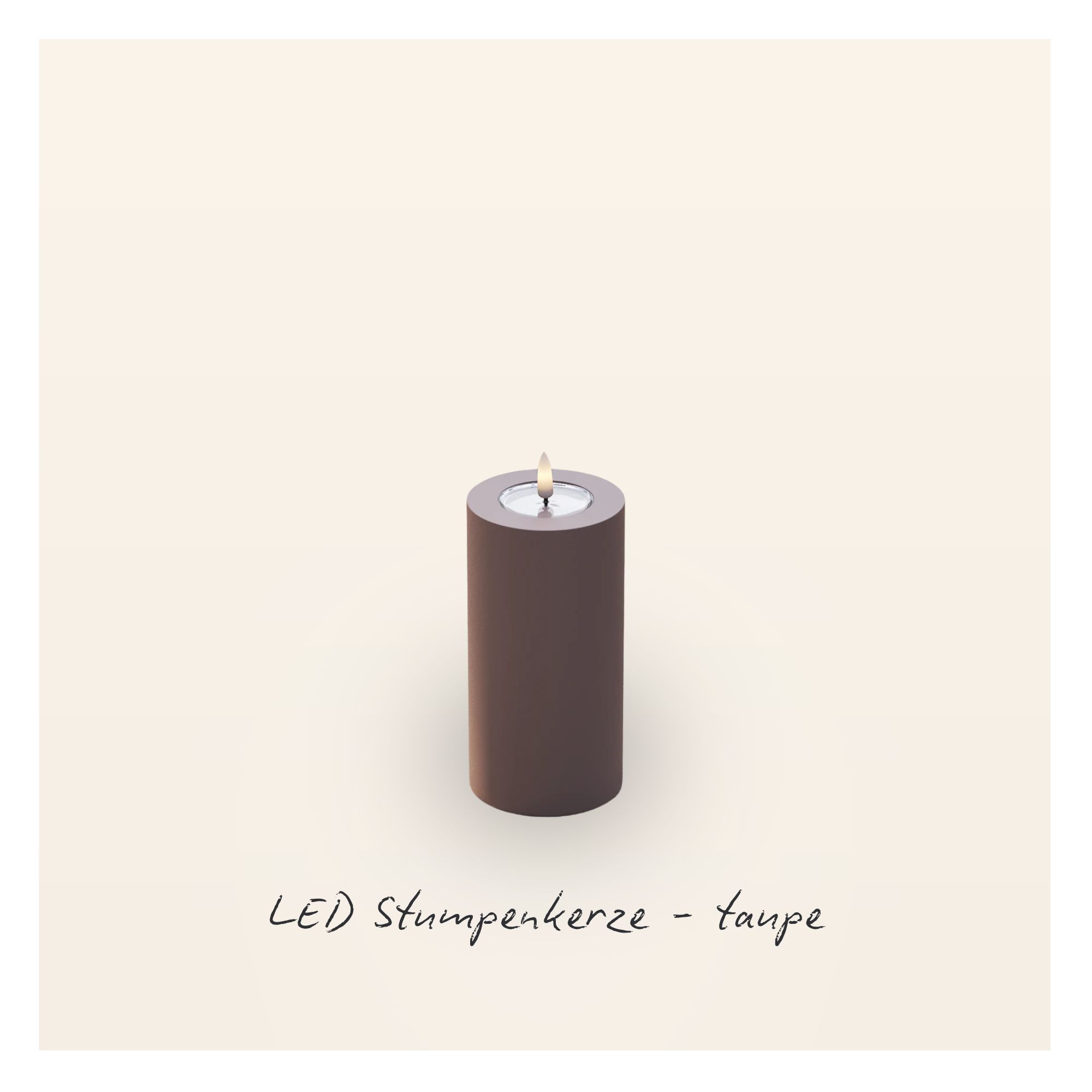 LED Stumpenkerze 7,5x12,5 - Taupe
