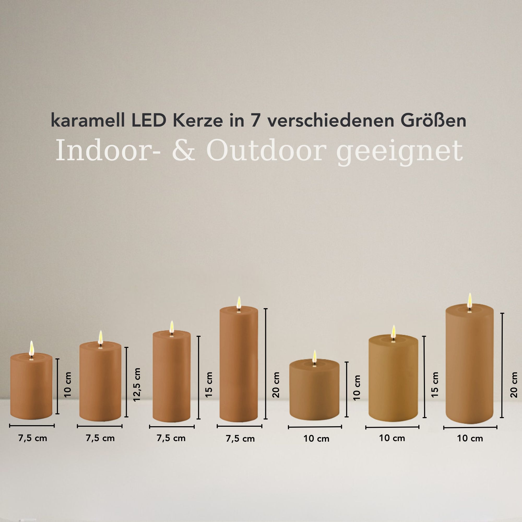 LED Stumpenkerze 7,5x20 - Karamell