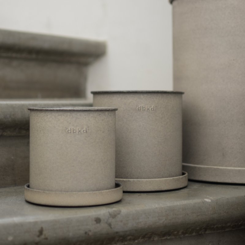 Outdoor Topf mit Teller mini - Beige