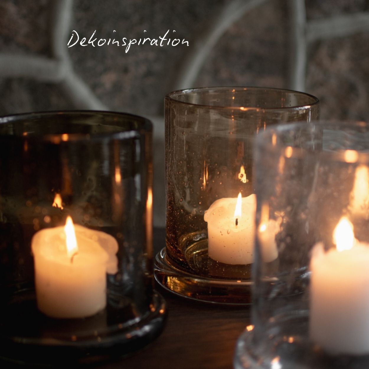 Windlicht Bubble mittel - karamell Glas