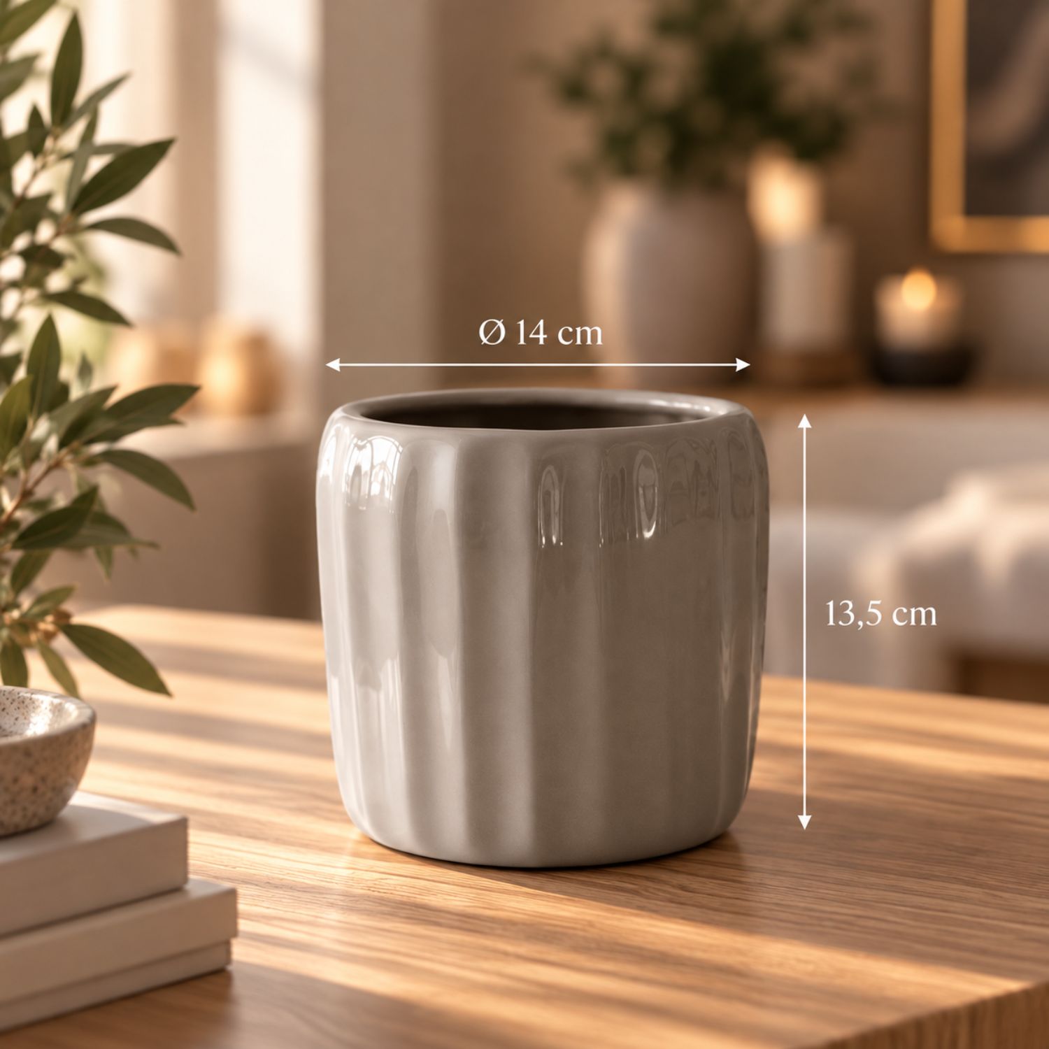 Keramiktopf Ease mittel - Greige