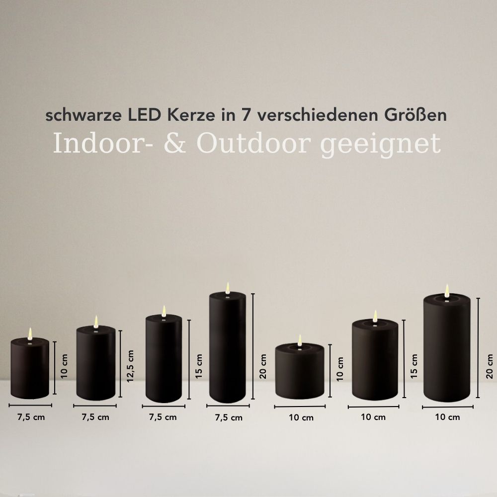 LED Stumpenkerze 7,5x10 - Schwarz