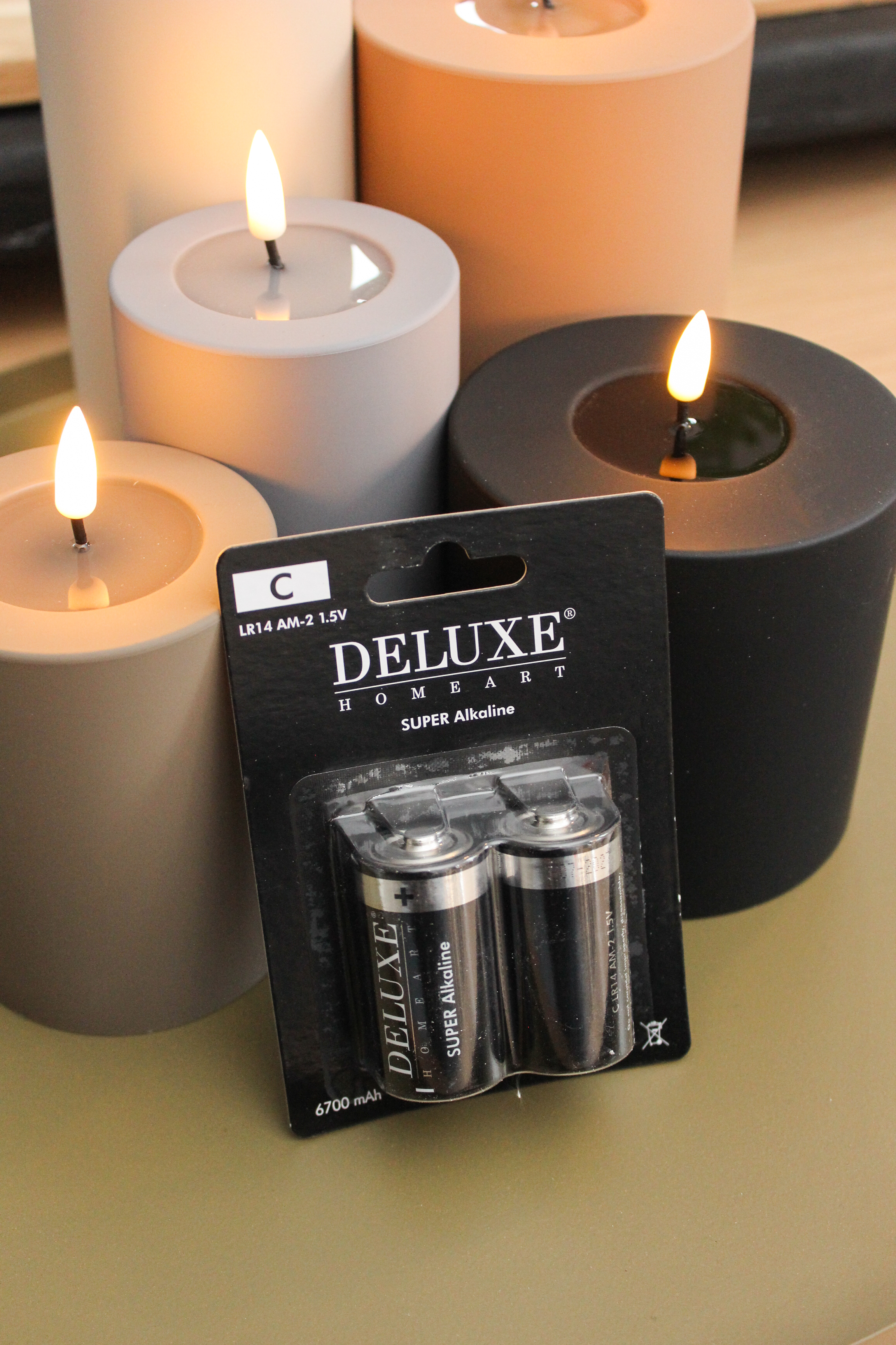 LED Stumpenkerze 7,5x15 - Taupe