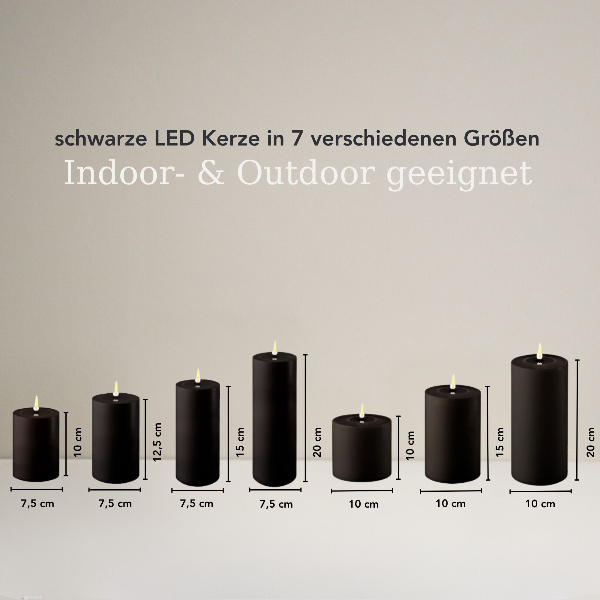 LED Stumpenkerze 7,5x20 - Schwarz