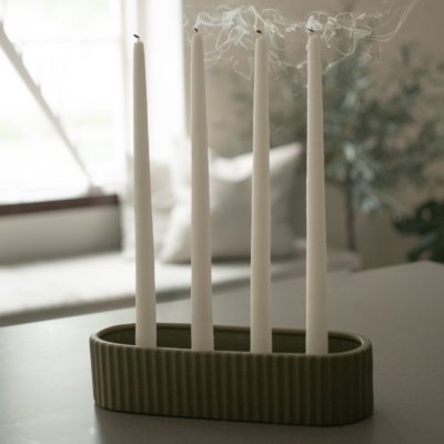 Kerzenschale Stripe - Grün