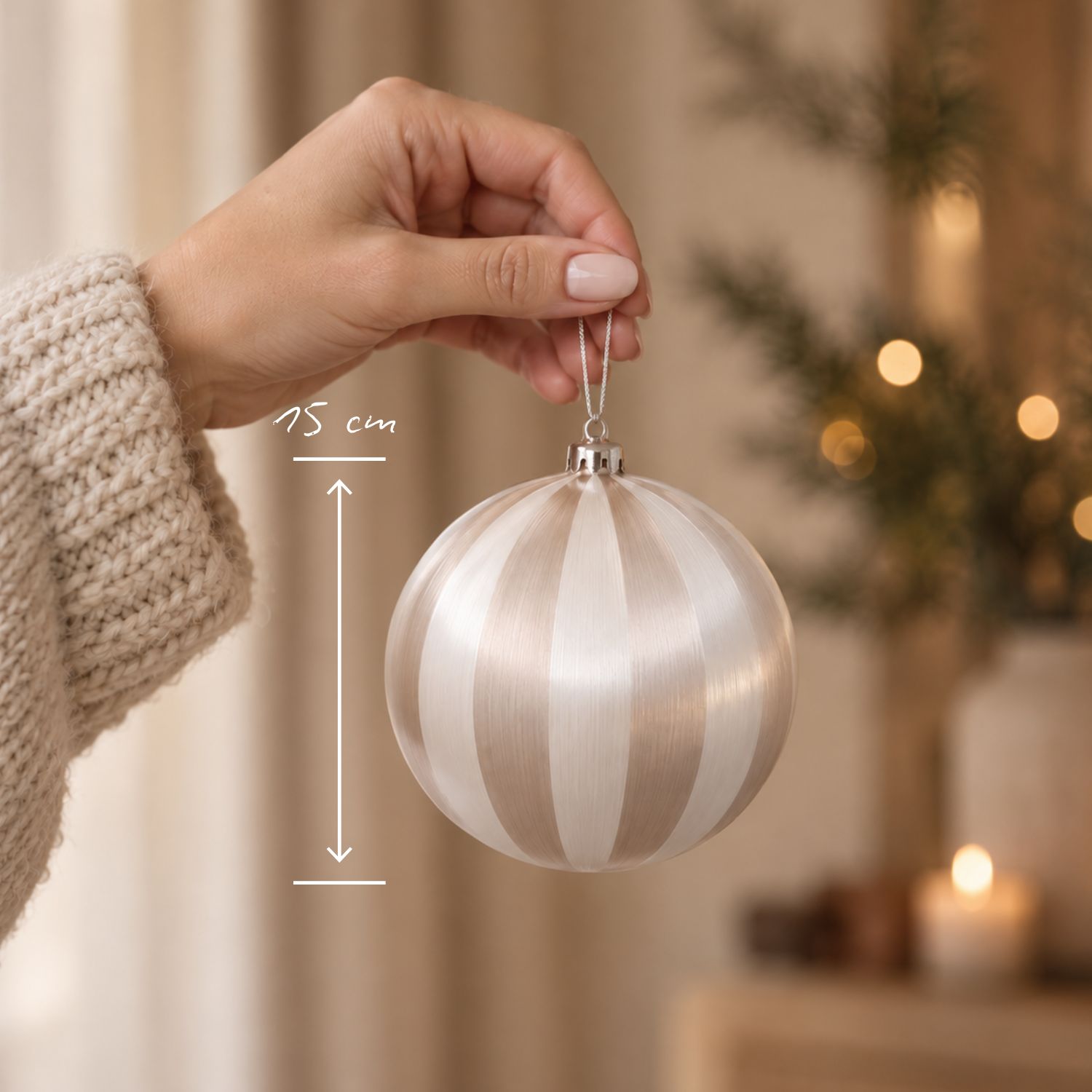 Weihnachtskugel Smilla - Creme & Ivory