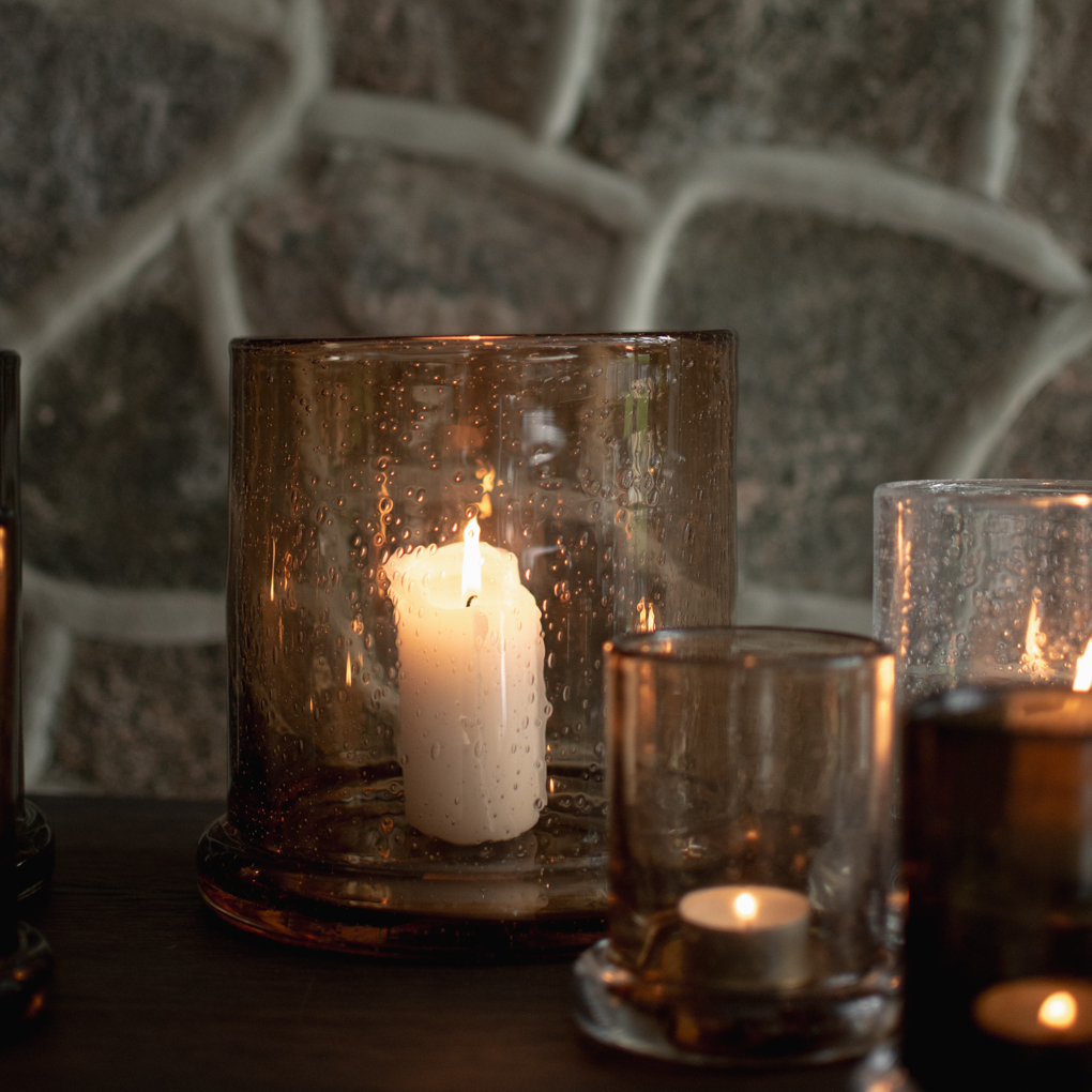 Windlicht Bubble mittel - karamell Glas