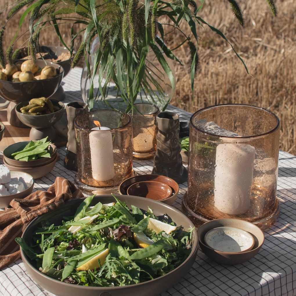 Windlicht Bubble mittel - karamell Glas