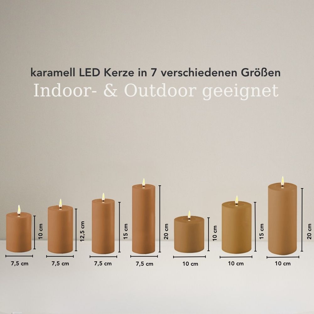 LED Stumpenkerze 7,5x10 - Karamell